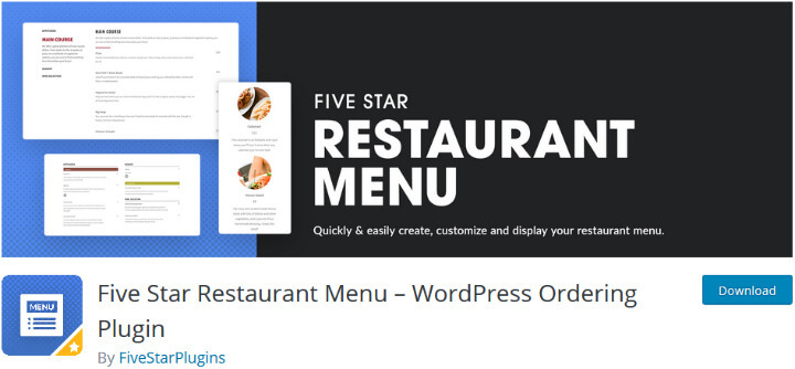 5 Star Restaurant Menu Plugin