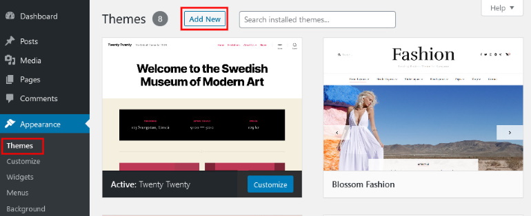 Add New WordPress Theme