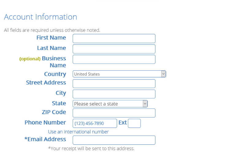 Create Account Bluehost