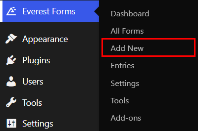 Add New Everest Forms - Add Captcha to WordPress Form