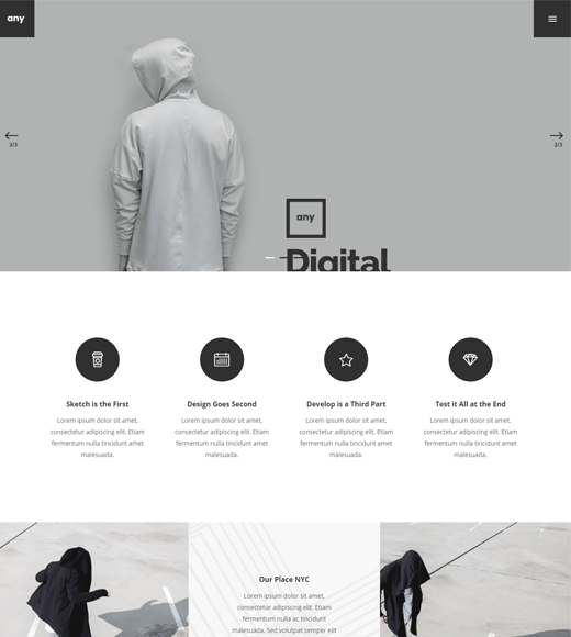 Any - Freelance WordPress Theme for Portfolios and Video Agencies. 