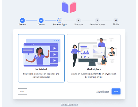 Business Type Setup Wizard - How to Create LMS Website