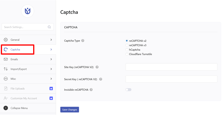 Captcha Settings