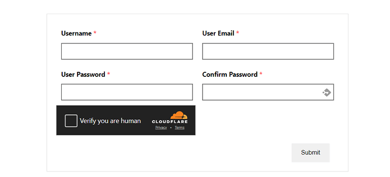 Cloudflare Turnstile - Frontend View