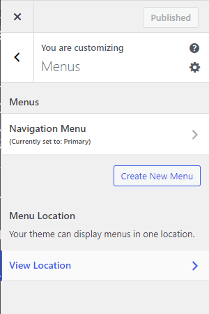 Create New Menu from Customizer