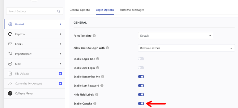 Enable or Disable Captcha - User Registration