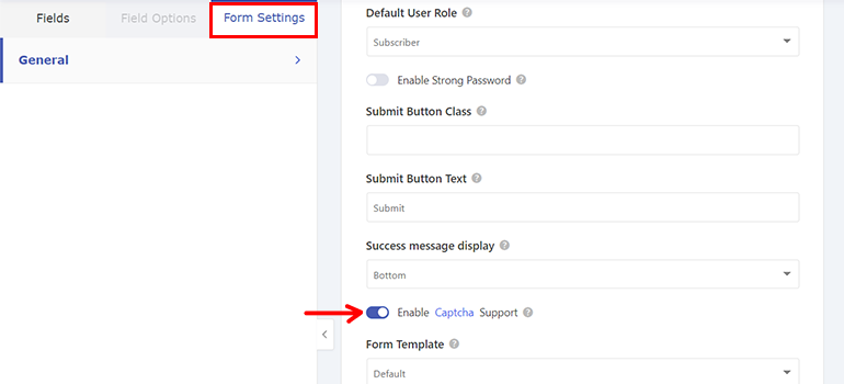 Enabling Captcha on User Registration