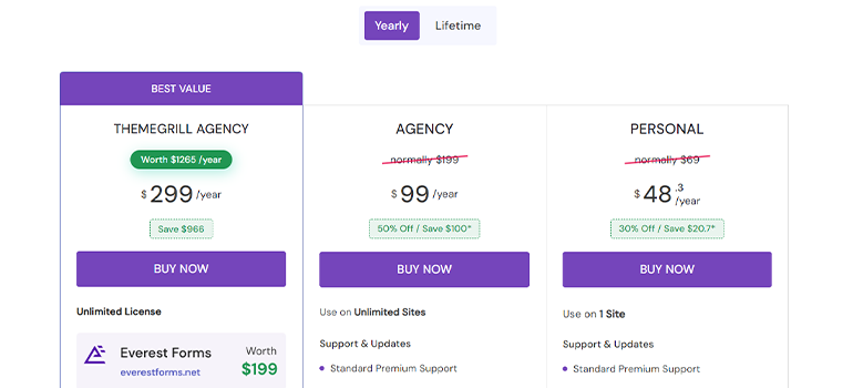 Everest Forms Pricing Page - WordPress Captcha