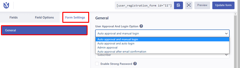 Form General Settings