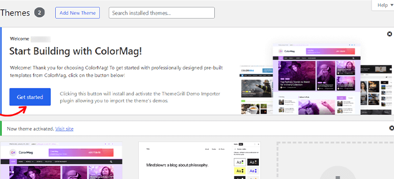 Install the ThemeGrill Demo Importer Plugin - How to Create a Blog on WordPress