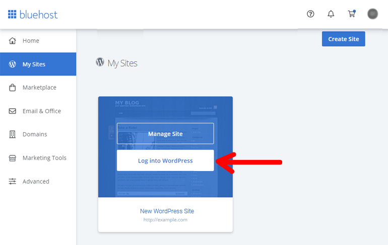 Log Into WordPress from Bluehost Hosting Panel