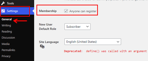 Enable Membership Option