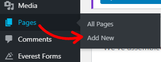 Navigate from Page to Add New