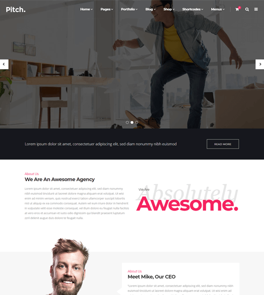 Pitch - WordPress themes with Many Portfolios Website Template for freelancer