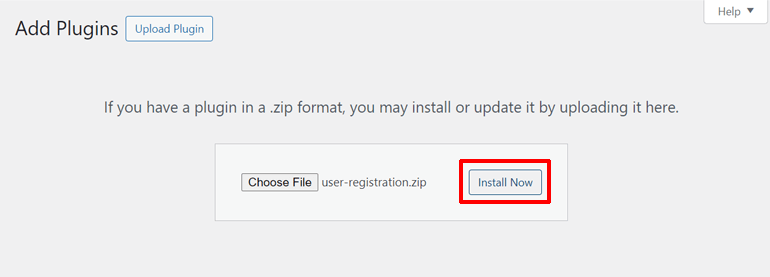 Install Plugin for WordPress User Registration Form