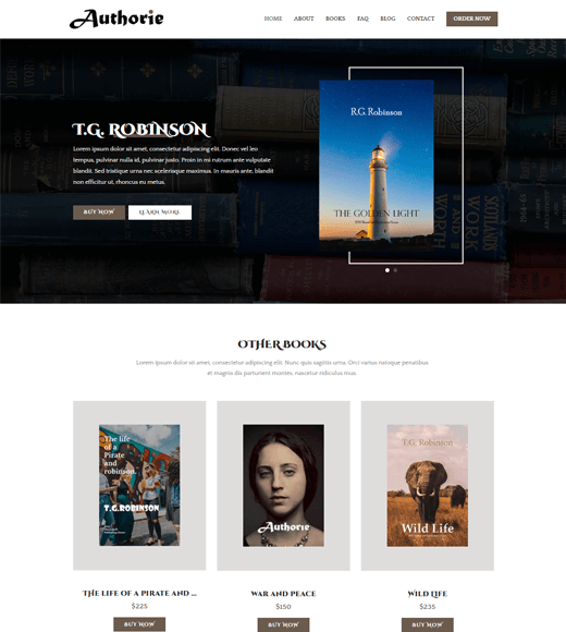 Zakra Book Author Free Theme