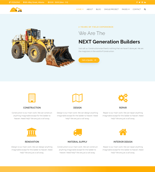 Zakra Construction Best Free WordPress Themes