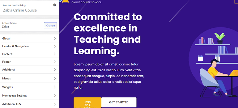 Zakra Customizer - How to Create LMS Website