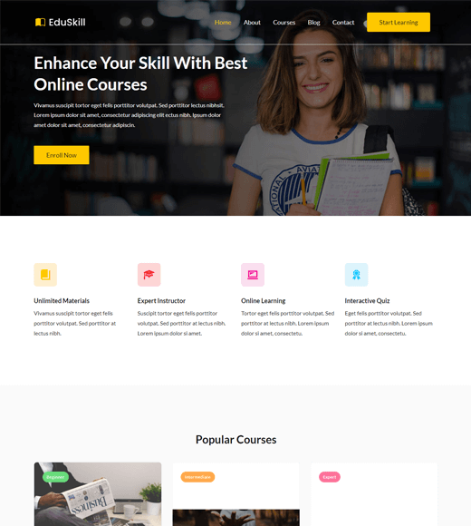 Zakra EduSkill Free WordPress Template