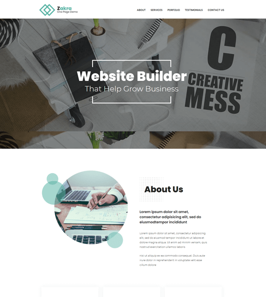 Zakra One Page Best Free Responsive WordPress Themes