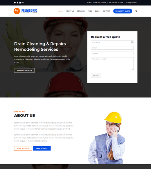 Zakra Plumber Top Free WordPress Themes