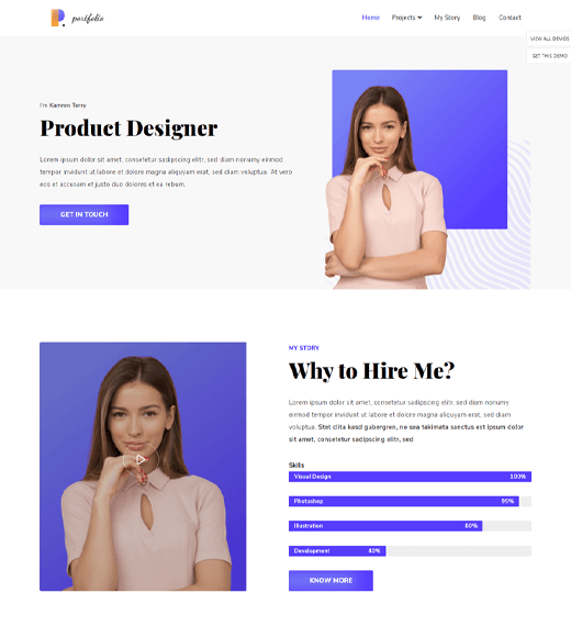 Portfolio Website Template for Freelancer WordPress Theme